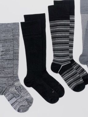Tommie Copper 4pk UltraTemp & UltraGuard OTC Compression Socks Basic Stripe L